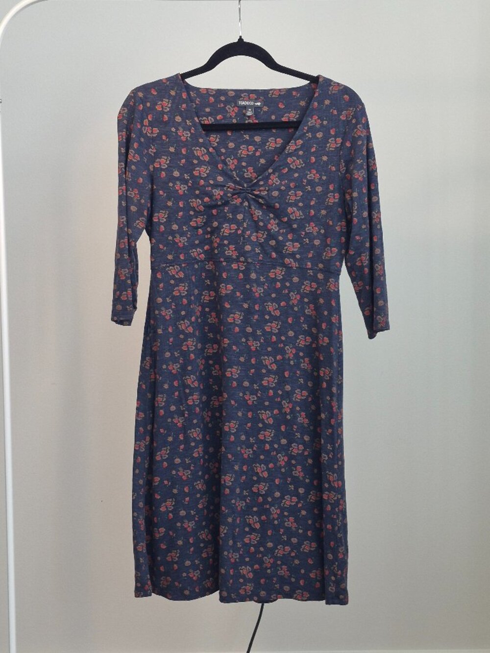 Toad&Co Dress Women M Blue Floral A Line Jersey Cottagecore Midi